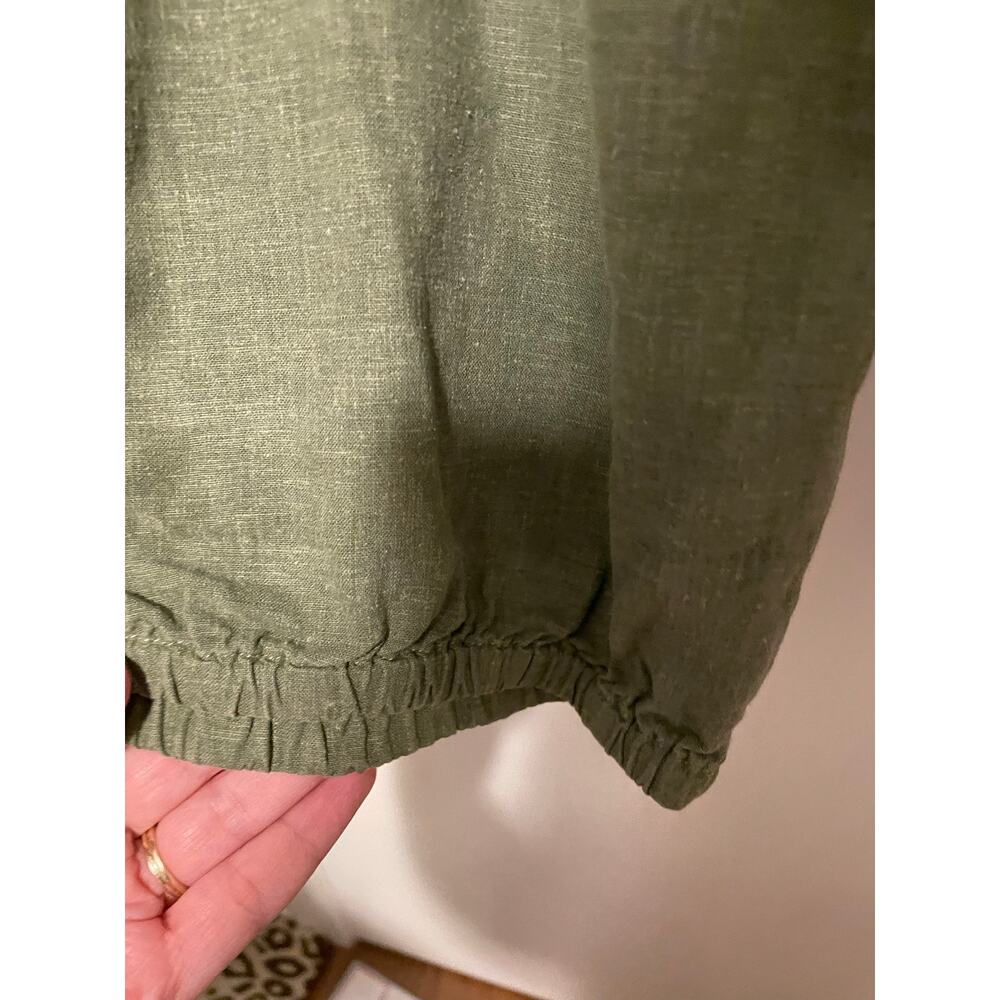 Aerie Lightweight Cargo Linen Joggers Green Elastic Waist Pockets Drawstring XL - Picture 3 of 7